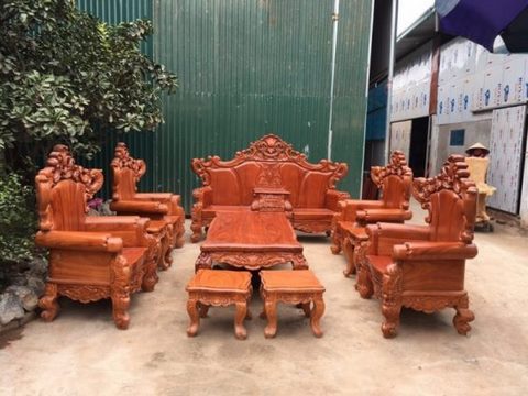 Bộ bàn ghế Hoàng Gia 10 món gỗ gõ đỏ (anh Nam - Ninh Bình)