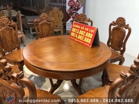 Bộ bàn ăn 8 ghế louis hồng hạt gỗ gõ đỏ (Chị Huyền, Phú Thọ) 11 bàn ăn nhà chị huyền phú thọ