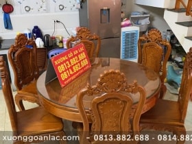 Bộ bàn ăn 8 ghế louis hồng hạt gỗ gõ đỏ (Chị Huyền, Phú Thọ) 15 bộ bàn ghế ăn cao cấp
