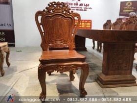 Bộ bàn ăn nguyên khối gỗ hương đá (Anh Tuyền, Hưng Yên) 18 Bo ban an nguyen khoi go huong da vs 10 ghe hoa la tay 10 scaled