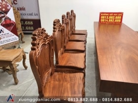 Bộ bàn ăn nguyên khối gỗ hương đá (Anh Tuyền, Hưng Yên) 16 bàn ăn vip
