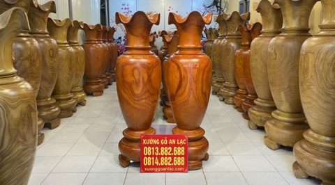 Lục bình gỗ Hương đỏ 1m7 đường kính 52cm (chú Tâm - Thái Nguyên)