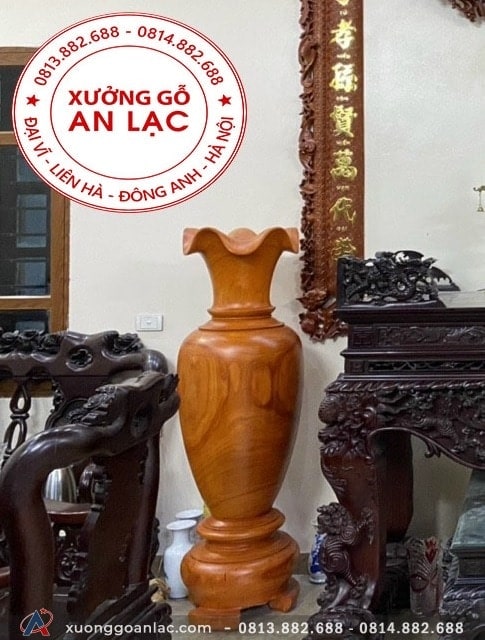 Lục bình gỗ hương đỏ 1m69 đường kính 52cm (anh Minh - Hà Nội) 13 Cặp lục bình gỗ hương 1m63 dáng đẹp, miệng bình loe to giúp hút thêm vượng khí cho gia đình