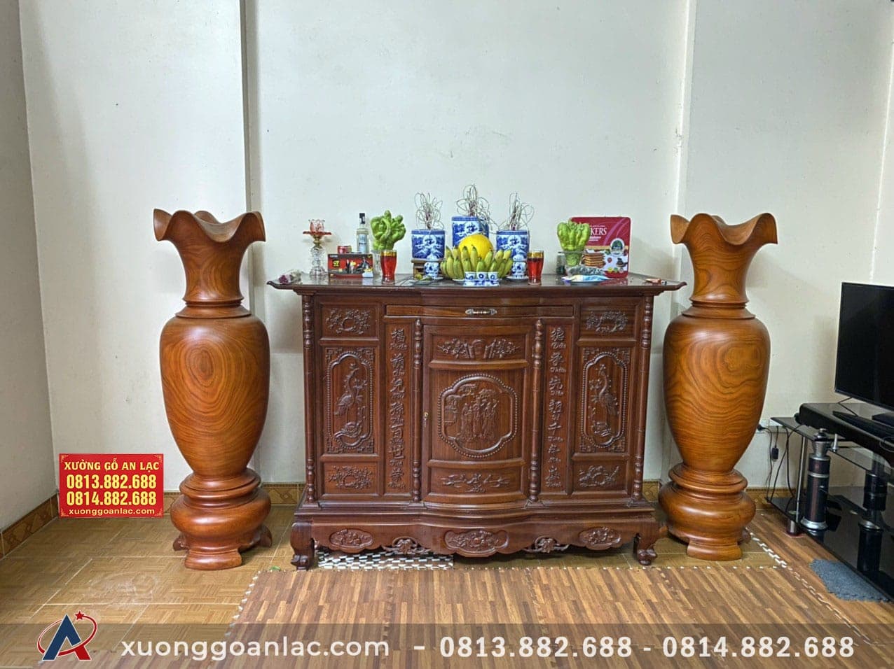 Lục bình gỗ hương đỏ 1m75 đường kính 56cm (anh Quang Anh - Hòa Bình) 8 Lục bình gỗ hương đỏ 1m75 (anh Quang Anh - Hòa Bình)