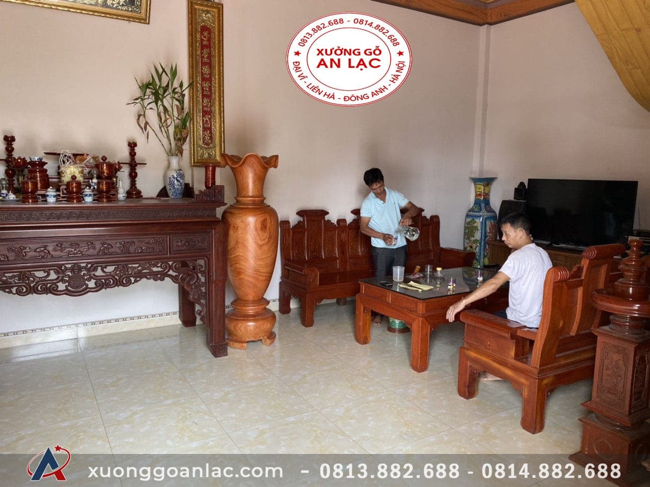 Lục bình gỗ hương đỏ 1m78 đường kính 58cm (chú Kha- Hà nội) 10  (chú Kha- Hà nội)