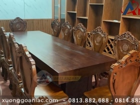 Bộ bàn ăn nguyên khối 12 ghế louis gỗ gõ đỏ siêu Vip (Anh Quyết, Sông Công -Thái Nguyên) 29 bộ bàn ăn 12 ghế