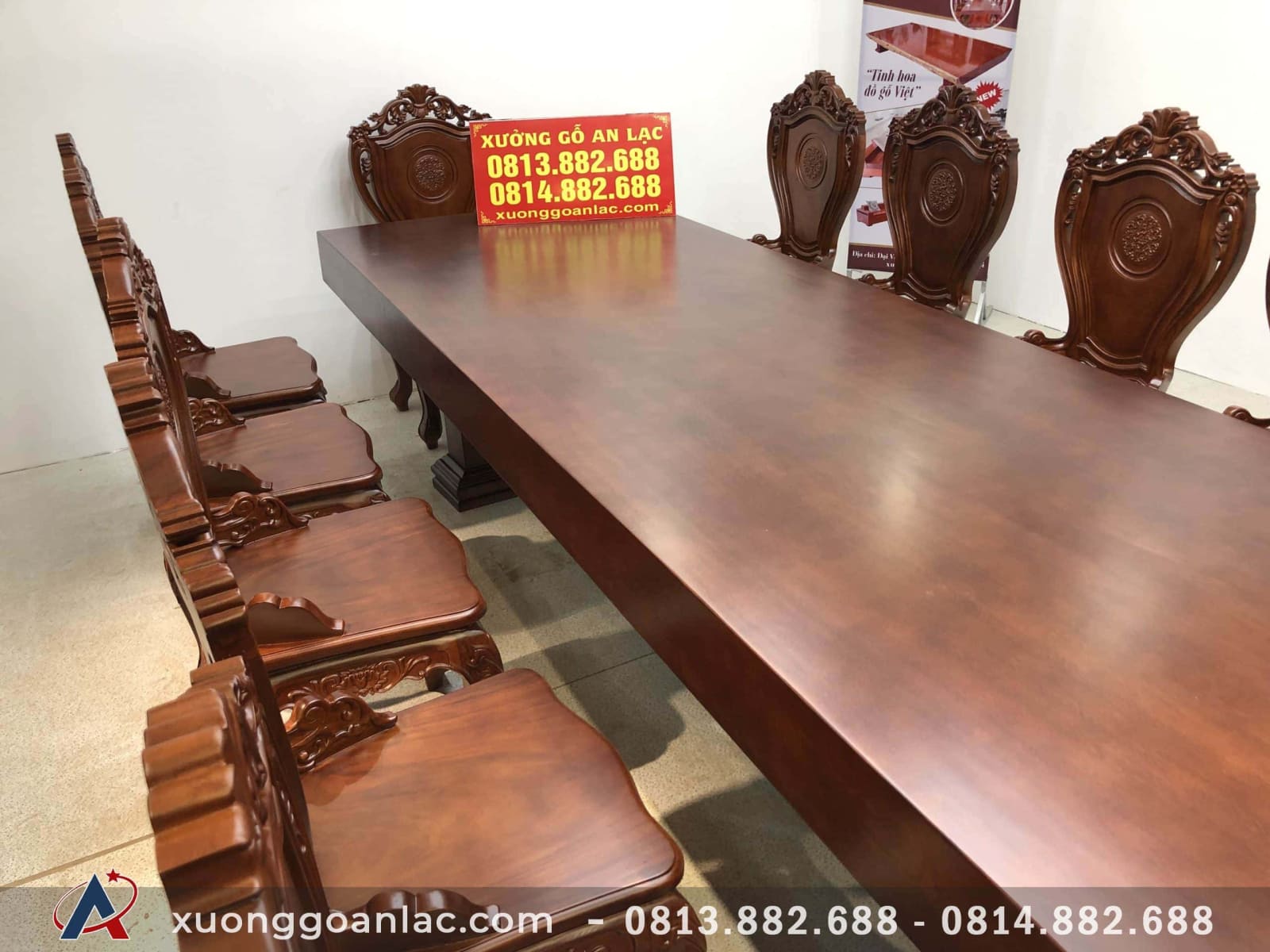 Bộ bàn ăn nguyên khối 12 ghế louis gỗ gõ đỏ siêu Vip (Anh Quyết, Sông Công -Thái Nguyên) 5 Bộ bàn ăn nguyên khối 12 ghế louis gỗ gõ đỏ siêu Vip  (Anh Quyết, Sông Công -Thái Nguyên) - Ảnh 5