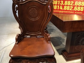 Bộ bàn ăn nguyên khối 12 ghế louis gỗ gõ đỏ siêu Vip (Anh Quyết, Sông Công -Thái Nguyên) 23 ghế ăn