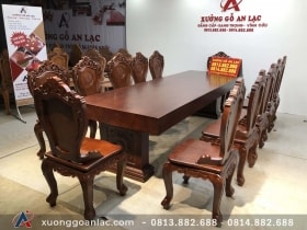 bàn ăn gỗ nguyên khối 12 món
