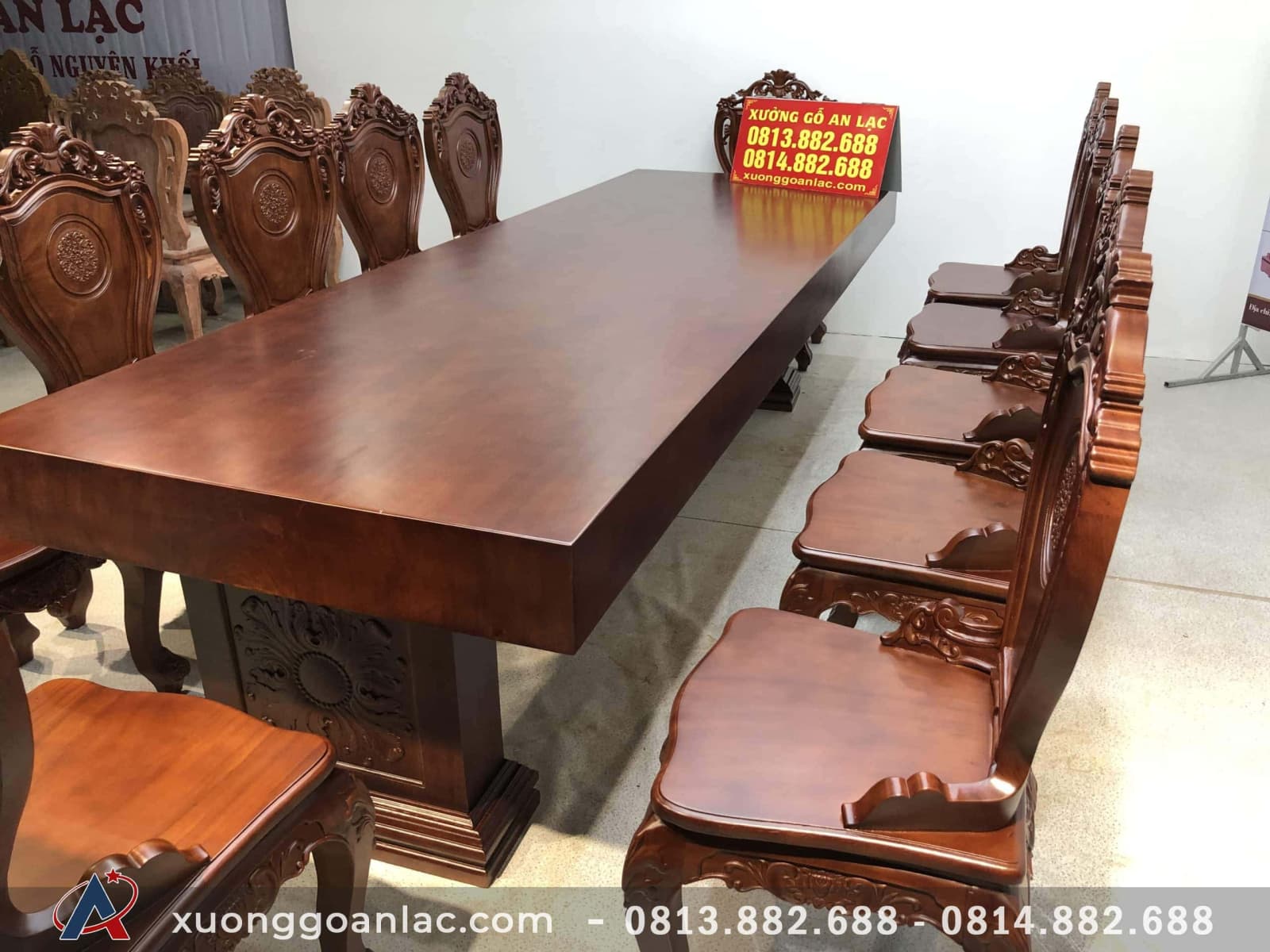 Bộ bàn ăn nguyên khối 12 ghế louis gỗ gõ đỏ siêu Vip (Anh Quyết, Sông Công -Thái Nguyên) 2 Bộ bàn ăn nguyên khối 12 ghế louis gỗ gõ đỏ siêu Vip  (Anh Quyết, Sông Công -Thái Nguyên) - Ảnh 2