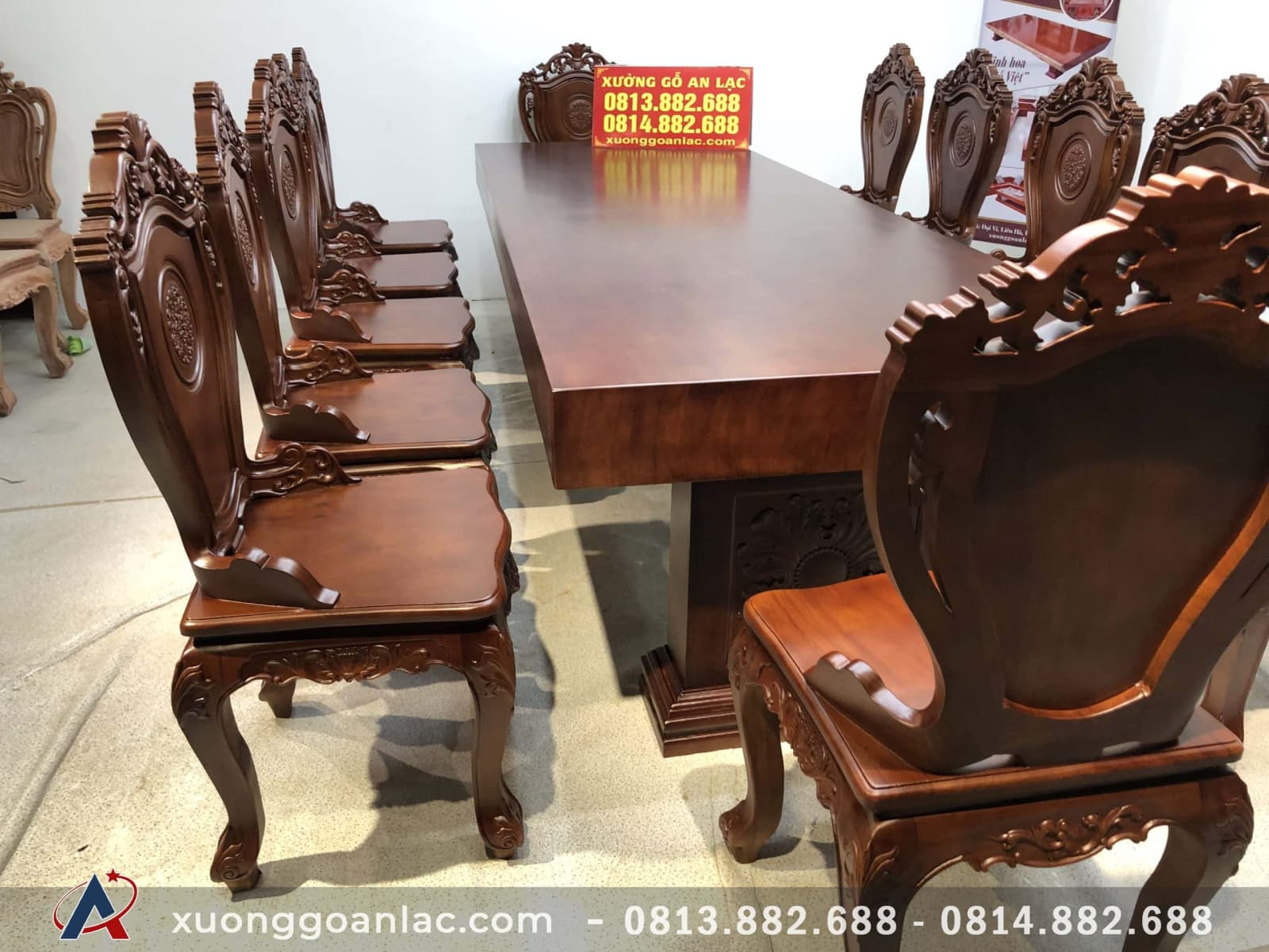 Bộ bàn ăn nguyên khối 12 ghế louis gỗ gõ đỏ siêu Vip (Anh Quyết, Sông Công -Thái Nguyên) 3 Bộ bàn ăn nguyên khối 12 ghế louis gỗ gõ đỏ siêu Vip  (Anh Quyết, Sông Công -Thái Nguyên) - Ảnh 3