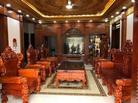 Bộ Hoàng Gia nguyên khối gỗ Hương đỏ 10 món (anh Hưởng – Hà Nội)