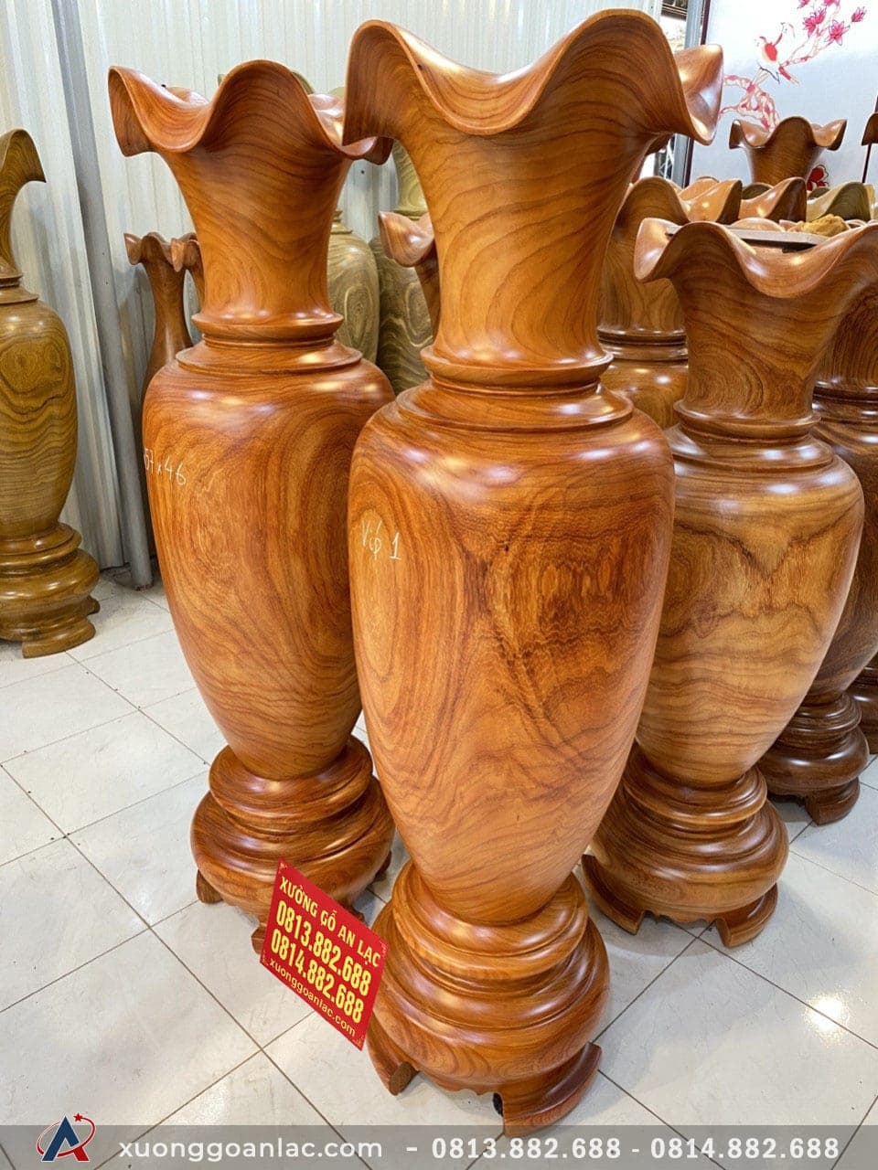 Lục bình gỗ hương đỏ 1m57 đường kính 46cm (anh Dũng - Hà Nội) 9 lục bình (Anh Dũng - Hà Nội)