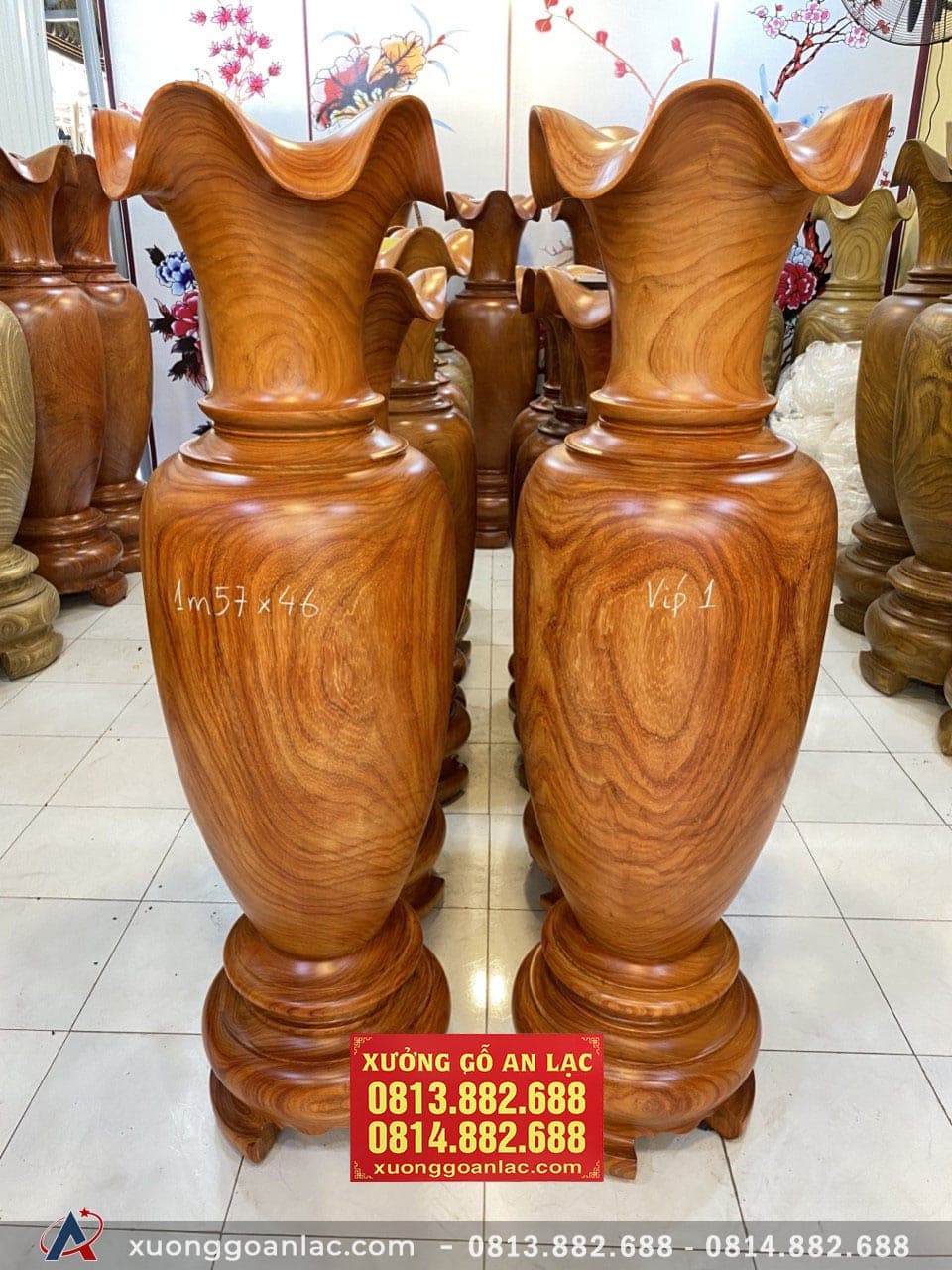 Lục bình gỗ hương đỏ 1m57 đường kính 46cm (anh Dũng - Hà Nội) 8 lục bình (Anh Dũng - Hà Nội)
