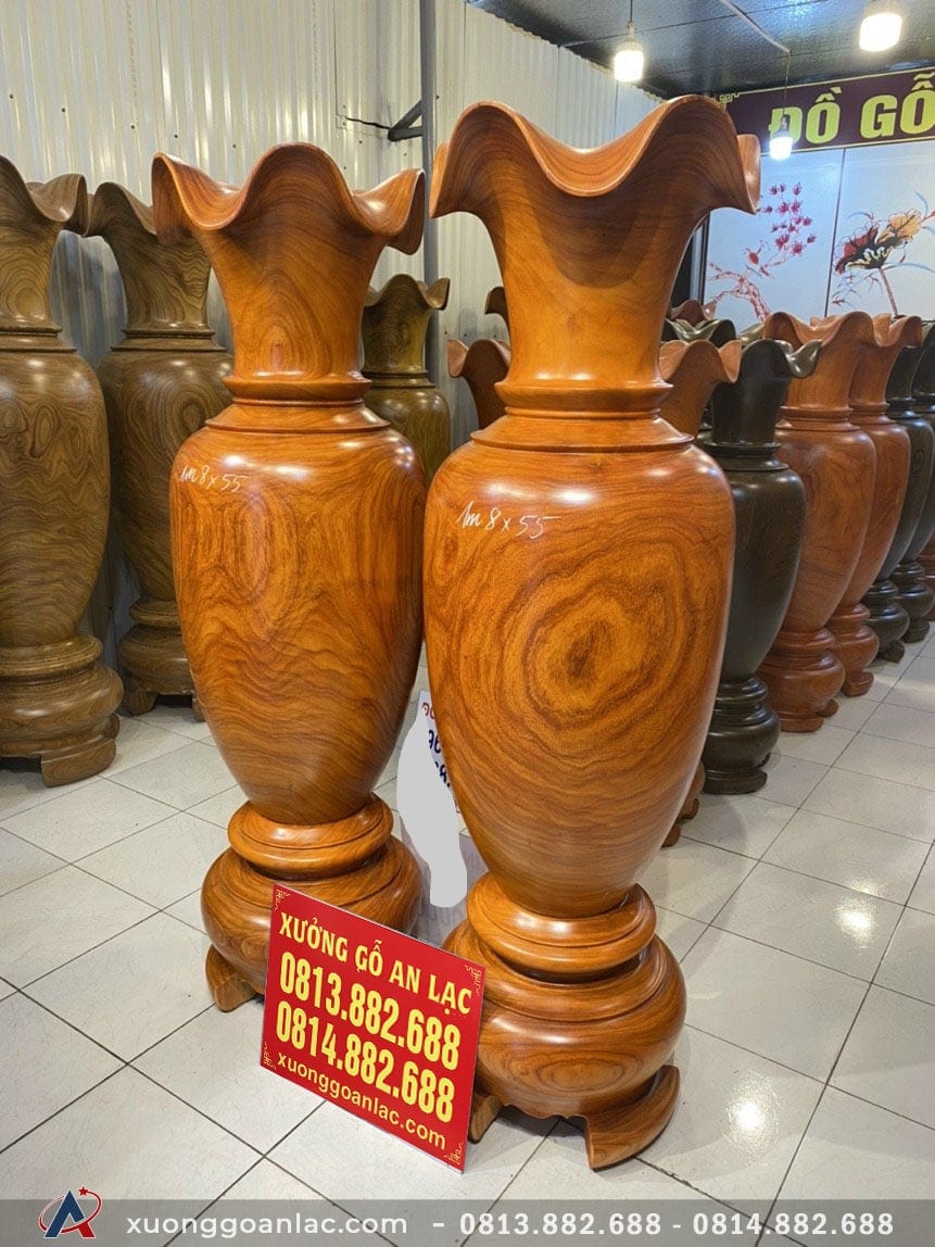 Cặp lục bình gỗ hương đỏ 180cm đường kính 55cm (chú Tấn - Hải Dương) 9 lục bình (chú Tấn - Hải Dương)