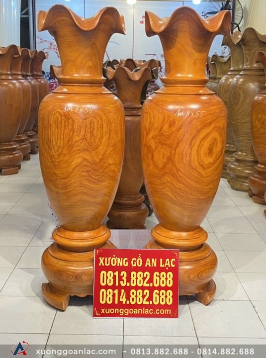 Cặp lục bình gỗ hương đỏ 180cm đường kính 55cm (chú Tấn - Hải Dương) 3 lục bình (chú Tấn - Hải Dương)