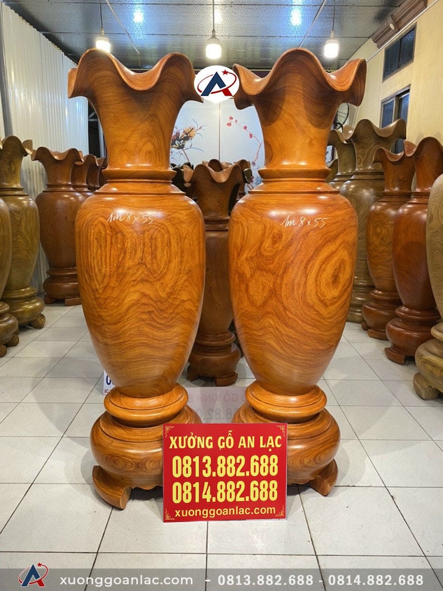 Cặp lục bình gỗ hương đỏ 180cm đường kính 55cm (chú Tấn - Hải Dương) 8 lục bình (chú Tấn - Hải Dương)