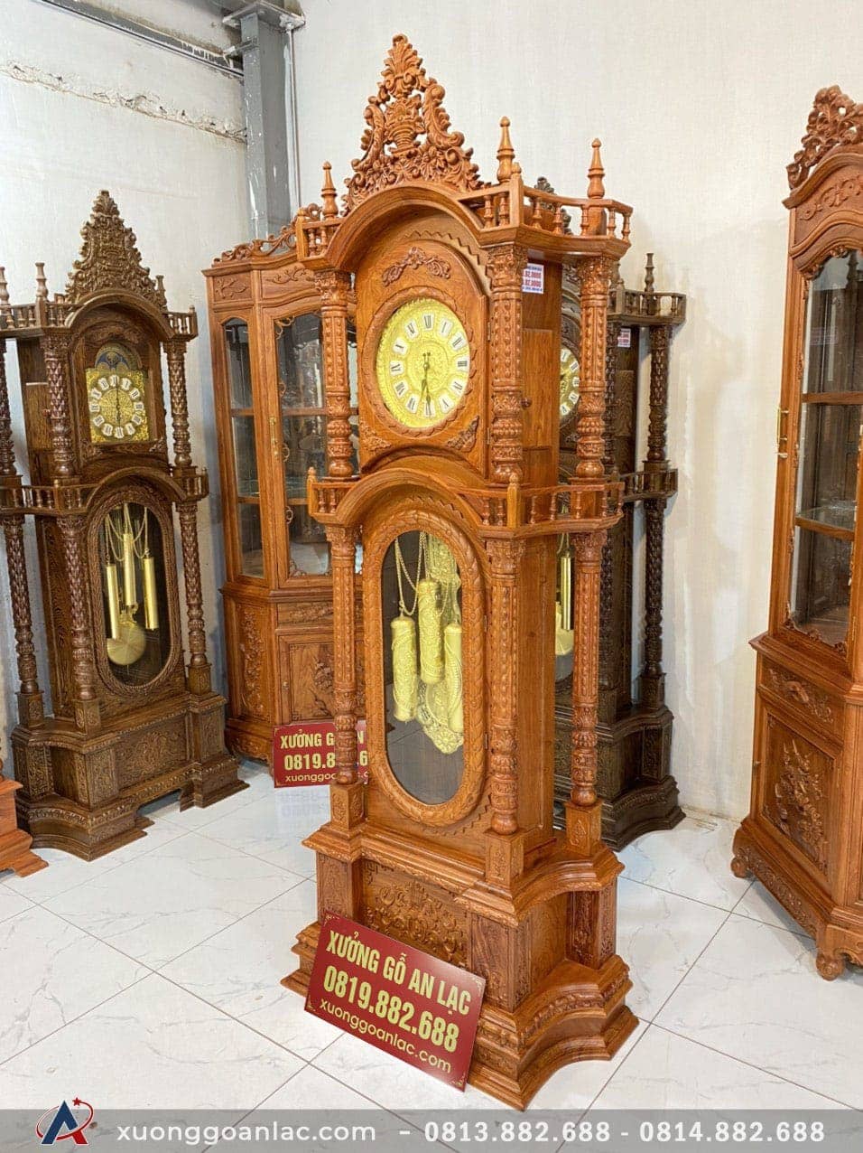 Đồng Hồ Tứ Trụ Gỗ Hương Đá 2m30 (anh Tiến - Hà Nội) 2 đồng hồ tứ trụ gỗ hương đá