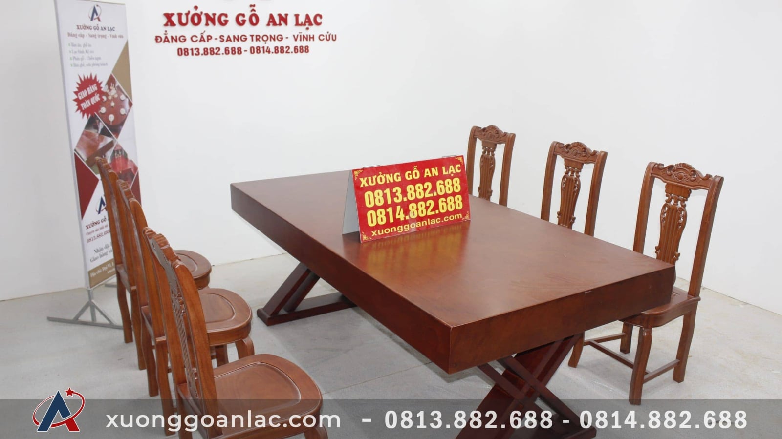 Bàn ăn nguyên khối gỗ gõ đỏ với 6 ghế cây đàn (Anh Nam, Hải Dương) 7 Bộ bàn ăn nguyên khối gỗ gõ đỏ (anh Nam - Hải Dương)