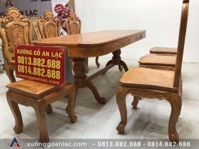 Bộ bàn ăn gỗ gõ đỏ 6 ghế Louis hoa hồng (Anh Hoàn, Thái Bình) 20 bộ bàn ăn của anh hoàn 2