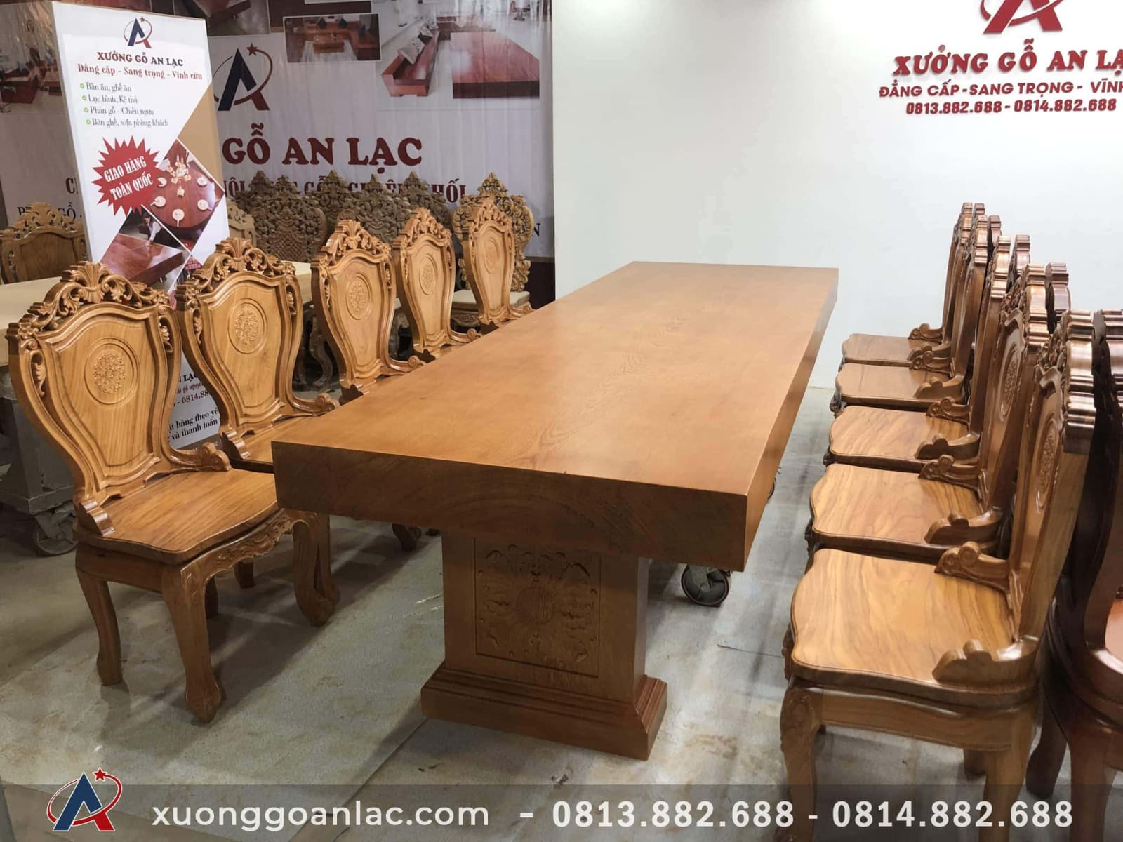 2 bộ bàn ăn gỗ gõ đỏ nguyên khối siêu vip (Anh Trưởng, Đồng Nai) 8 bộ bàn ăn làm cho em anh trưởng