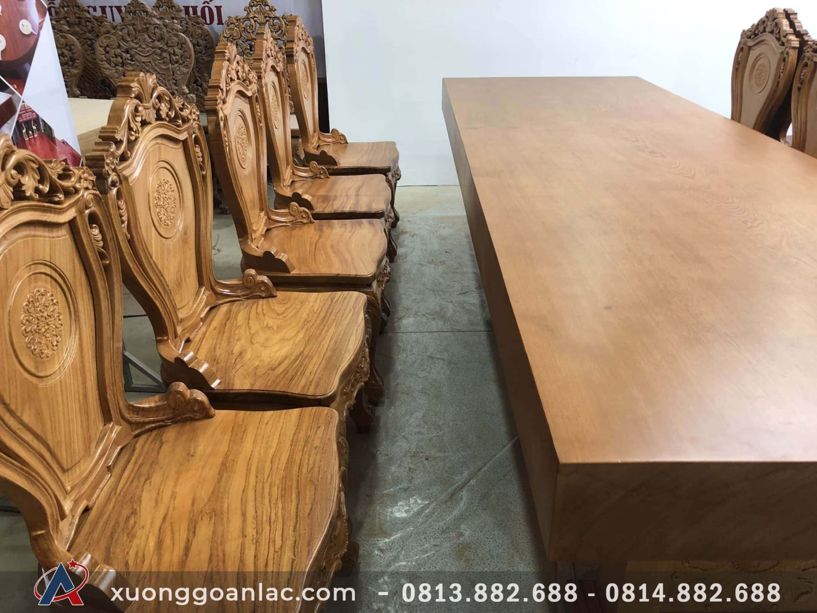 2 bộ bàn ăn gỗ gõ đỏ nguyên khối siêu vip (Anh Trưởng, Đồng Nai) 9 bàn ăn 10 ghế