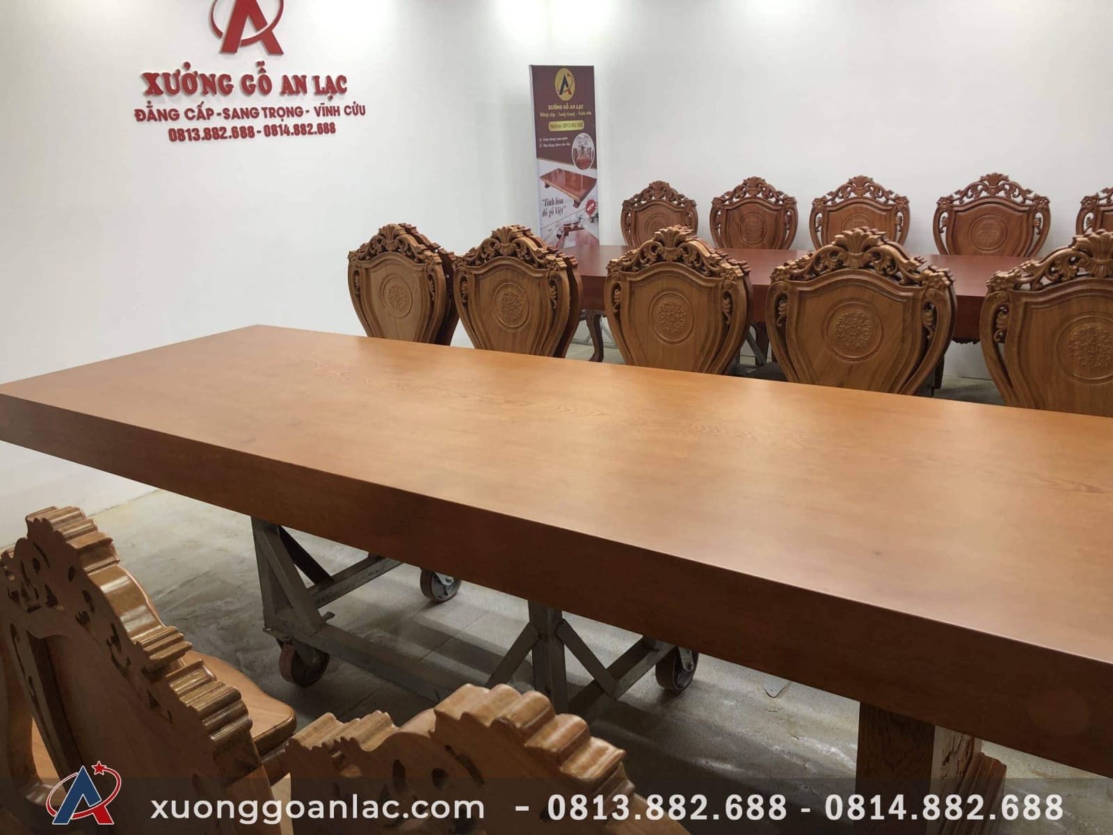 2 bộ bàn ăn gỗ gõ đỏ nguyên khối siêu vip (Anh Trưởng, Đồng Nai) 12 2 bộ bàn ăn vip