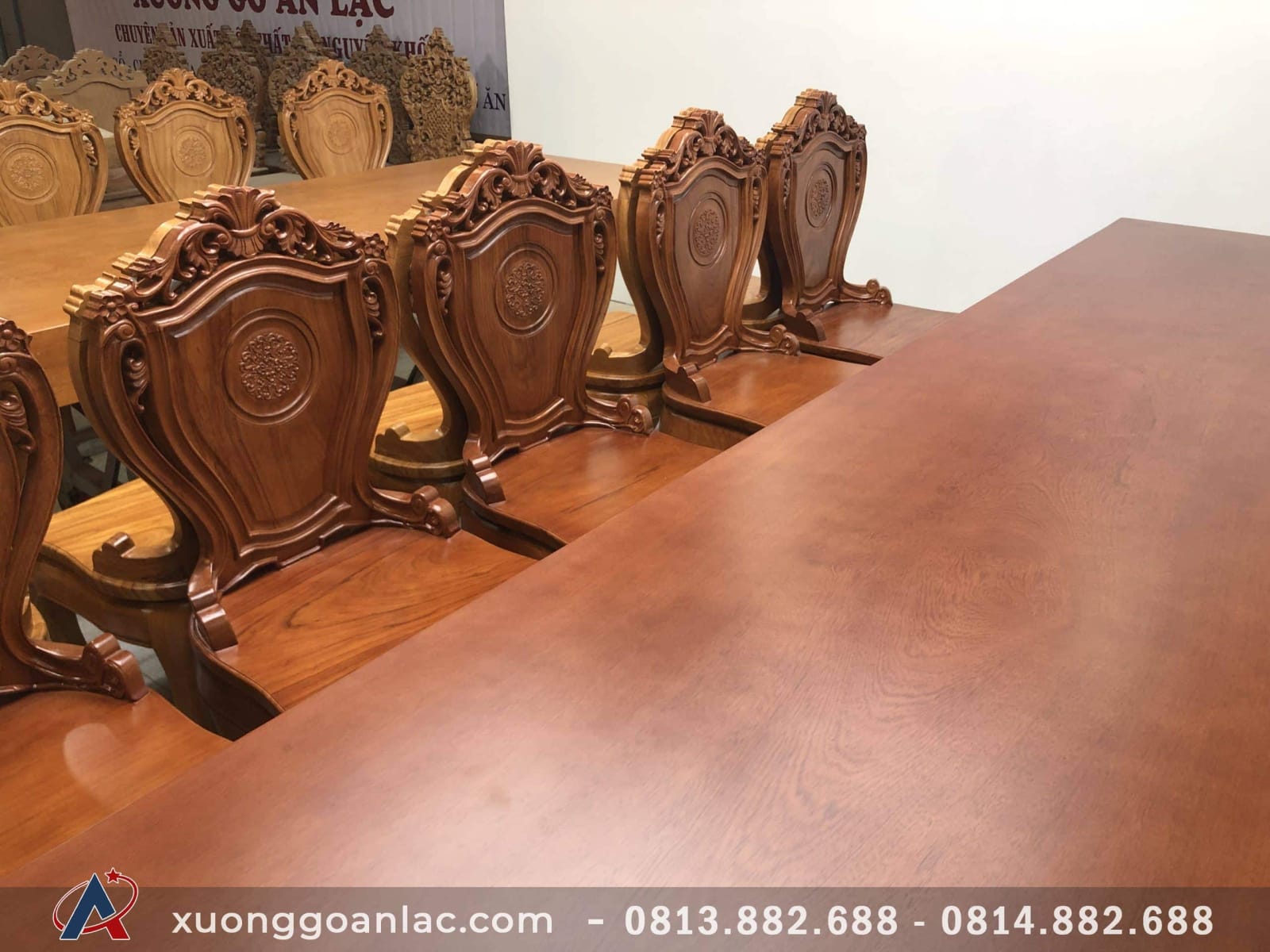 2 bộ bàn ăn gỗ gõ đỏ nguyên khối siêu vip (Anh Trưởng, Đồng Nai) 7 bộ bàn ăn 10 ghế vip