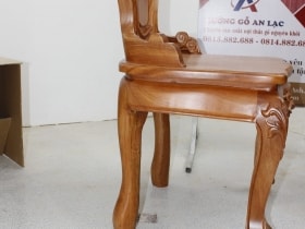 Bàn ăn nguyên khối gỗ hương xám với 8 ghế louis gỗ gõ đỏ (Anh Dân, Hà Nội) 17 ghế ngồi lưng cao