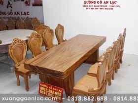 Bàn ăn nguyên khối gỗ hương xám với 8 ghế louis gỗ gõ đỏ (Anh Dân, Hà Nội) 13 bộ bàn ăn 8 ghế