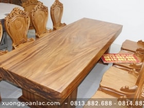 Bàn ăn nguyên khối gỗ hương xám với 8 ghế louis gỗ gõ đỏ (Anh Dân, Hà Nội) 12 bộ bàn hương xám 8 ghế