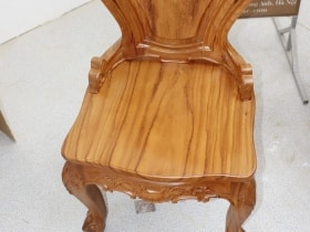 Bàn ăn nguyên khối gỗ hương xám với 8 ghế louis gỗ gõ đỏ (Anh Dân, Hà Nội) 19 ghế louis hoa lá tây