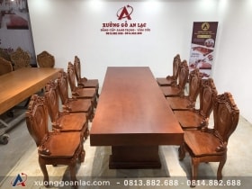 bộ bàn ăn nguyên khối màu óc chó