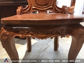Bộ bàn ăn nguyên khối gỗ gõ đỏ màu óc chó (Chú Sang, TP Thái Bình) 20 mẫu ghế louis vip