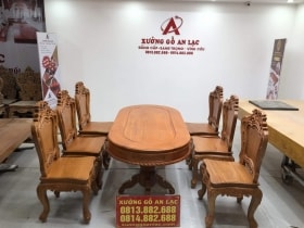 Bộ bàn ăn gỗ gõ đỏ 6 ghế louis (Anh Phan, Bình Chánh - Tp.Hồ Chí Minh) 12 bộ bàn ăn nhà anh phan