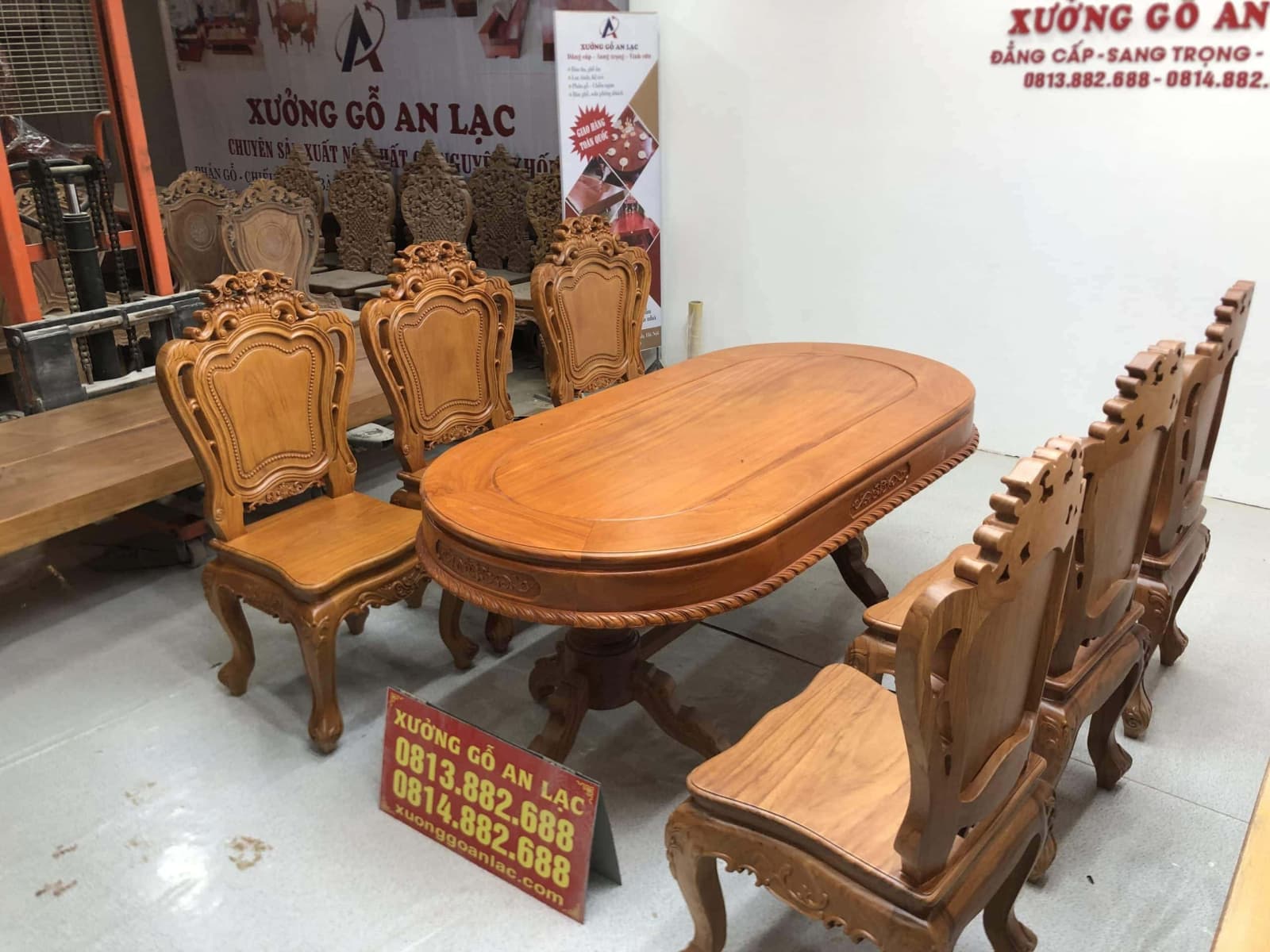 Bộ bàn ăn gỗ gõ đỏ 6 ghế louis (Anh Phan, Bình Chánh - Tp.Hồ Chí Minh) 21 bộ 6 ghế gỗ gõ đỏ
