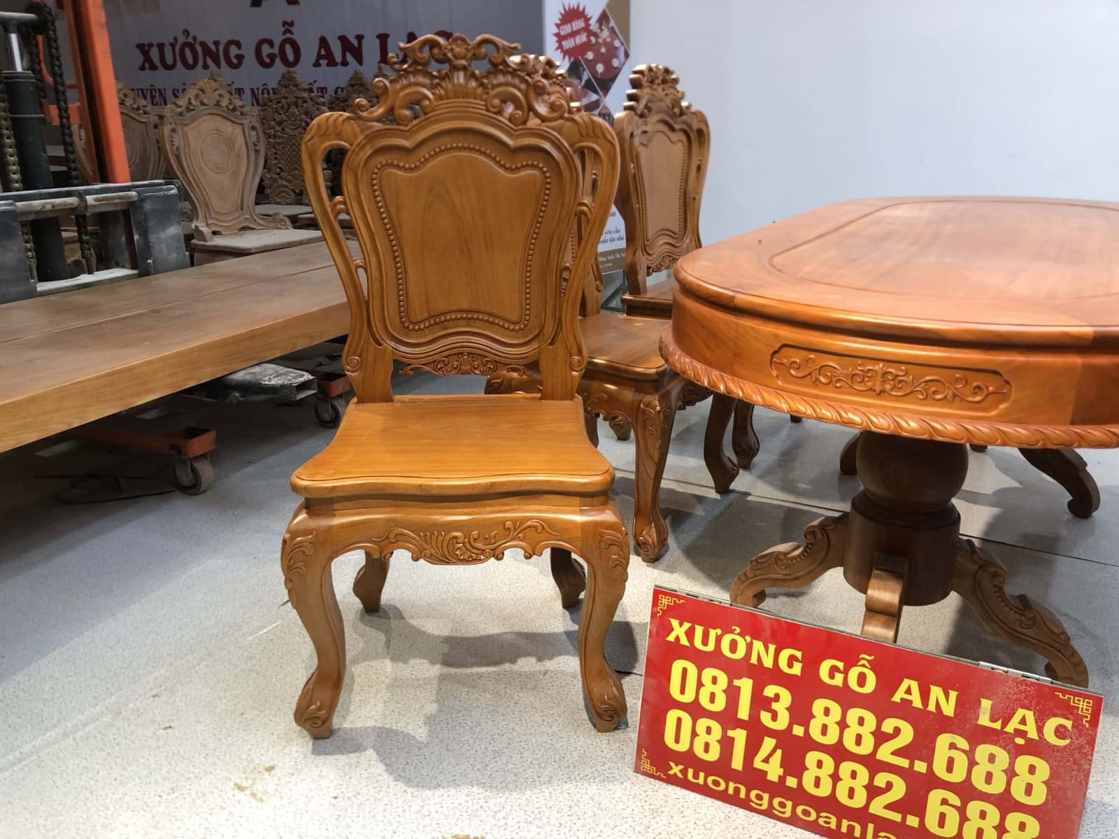 Bộ bàn ăn gỗ gõ đỏ 6 ghế louis (Anh Phan, Bình Chánh - Tp.Hồ Chí Minh) 25 Ghế hoa lan tây gỗ gõ đỏ