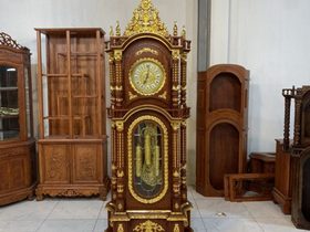 Đồng hồ gỗ hương đá mạ vàng