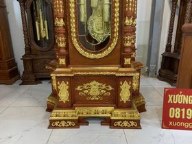 Đồng Hồ Tứ Trụ dát vàng Gỗ Hương Đá 2m50 (Chú Bảo – Hải Dương) 8 các chi tiết mạ vàng nổi bật