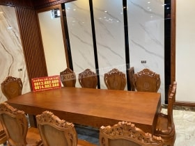 Bộ bàn ăn nguyên khối 10 ghế louis hoa lan tây (Bác Trường, Nam Từ Liêm, Hà Nội) 9 bộ bàn ăn nguyên khối kích thước khủng