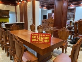 Bộ bàn ăn nguyên khối 10 ghế louis hoa lan tây (Bác Trường, Nam Từ Liêm, Hà Nội) 7 bộ bàn ăn đưpj