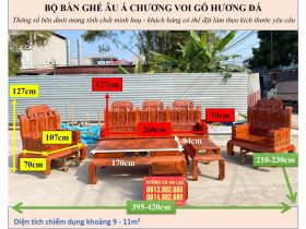KÍCH THƯỚC BỘ BÀN GHẾ ÂU Á CHƯƠNG VOI GỖ HƯƠNG ĐÁ