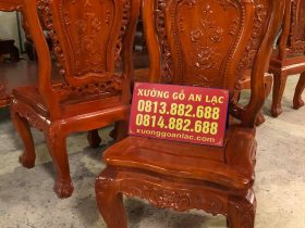 Bộ bàn ăn gỗ gõ đỏ 10 ghế louis hoa hồng đục tay cực đẹp (Anh Công, Tp.Hồ Chí Minh) 11 ghế ăn louis hoa hồng