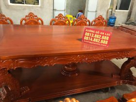 Bộ bàn ăn gỗ gõ đỏ 10 ghế louis hoa hồng đục tay cực đẹp (Anh Công, Tp.Hồ Chí Minh) 12 bàn ăn gỗ gõ đỏ