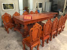 Bộ bàn ăn gỗ gõ đỏ 10 ghế louis hoa hồng đục tay cực đẹp (Anh Công, Tp.Hồ Chí Minh) 14 Bộ bàn ăn gỗ gõ đỏ 10 ghế