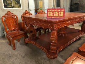 Bộ bàn ăn gỗ gõ đỏ 10 ghế louis hoa hồng đục tay cực đẹp (Anh Công, Tp.Hồ Chí Minh) 18 bàn ăn gỗ gõ đỏ mẫu hoàng gia vip