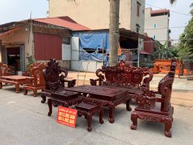 bàn ghế rồng đỉnh 6 món cao cấp gỗ hương đỏ