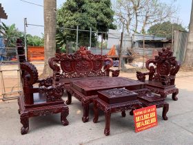 bàn ghế rồng đỉnh 6 món gỗ hương