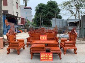 Bộ ghế Hoàng Gia 6 món gỗ hương đá tay hộp vách trơn