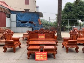 Bộ ghế Louis Hoàng Gia 6 món gỗ hương đá vách trám hiện đại